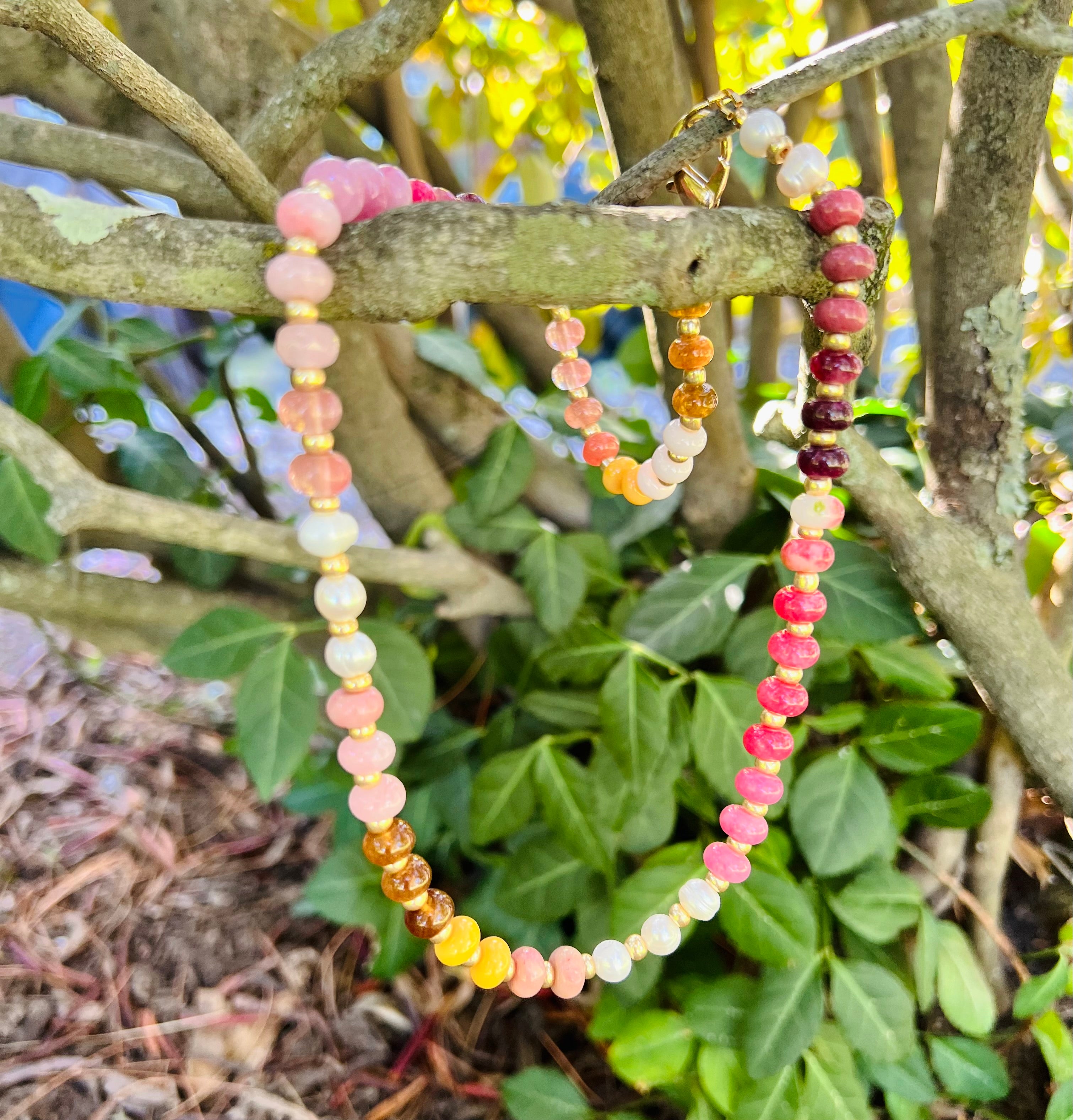 Gemstone Beaded Necklace in Honeycrisp