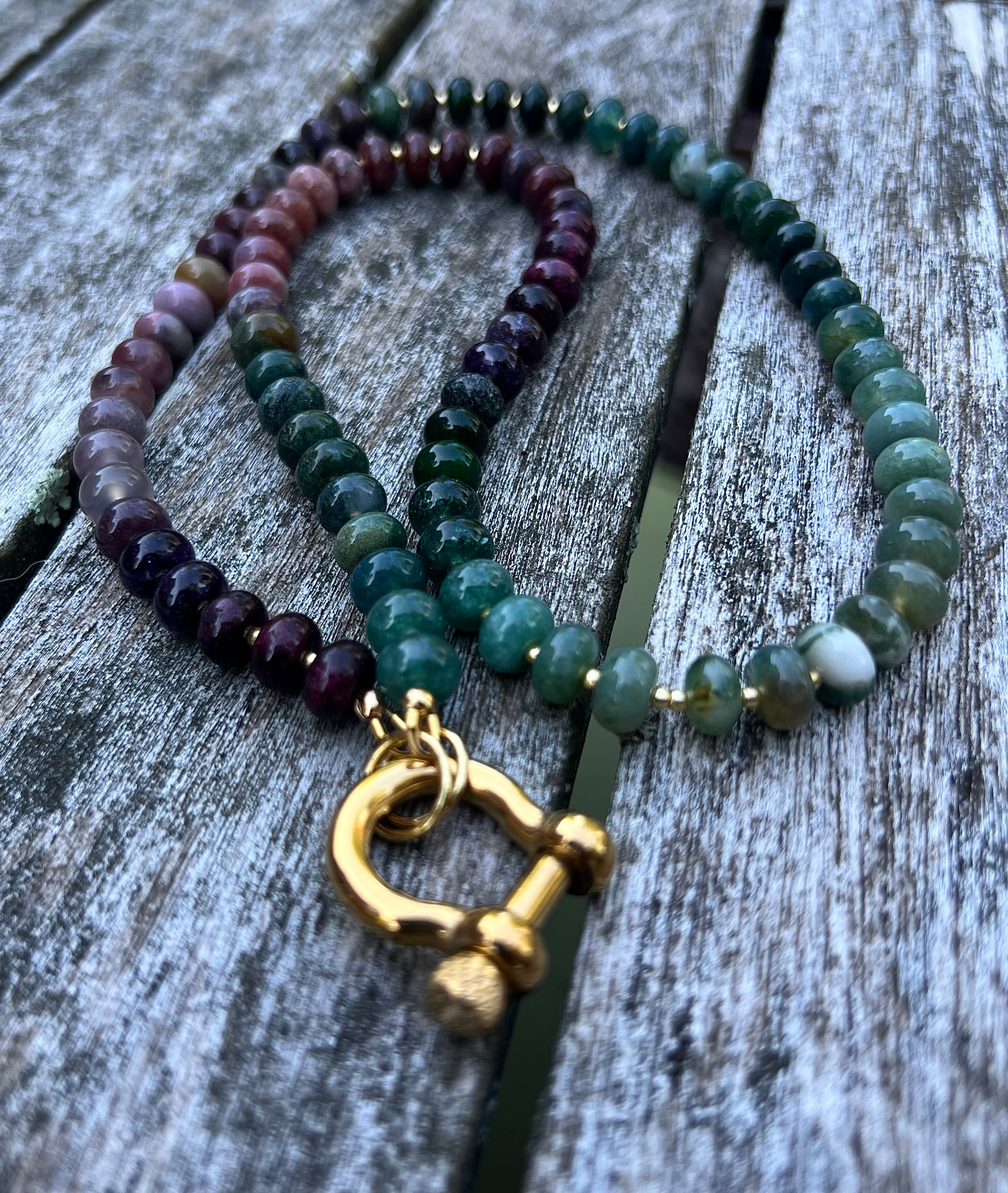 Gemstone Beaded Necklace in Beets