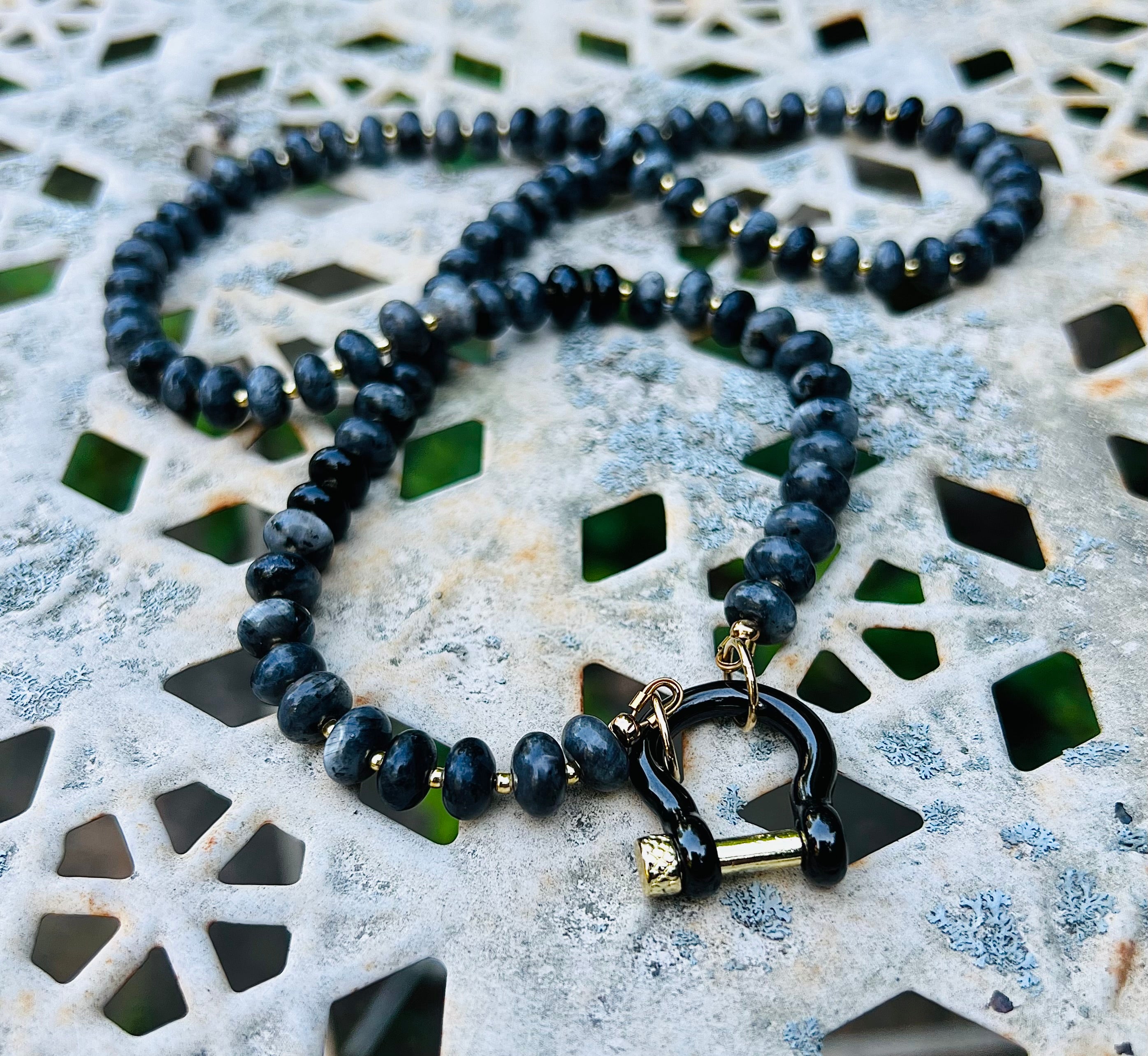 Gemstone Beaded Necklace in Dracula