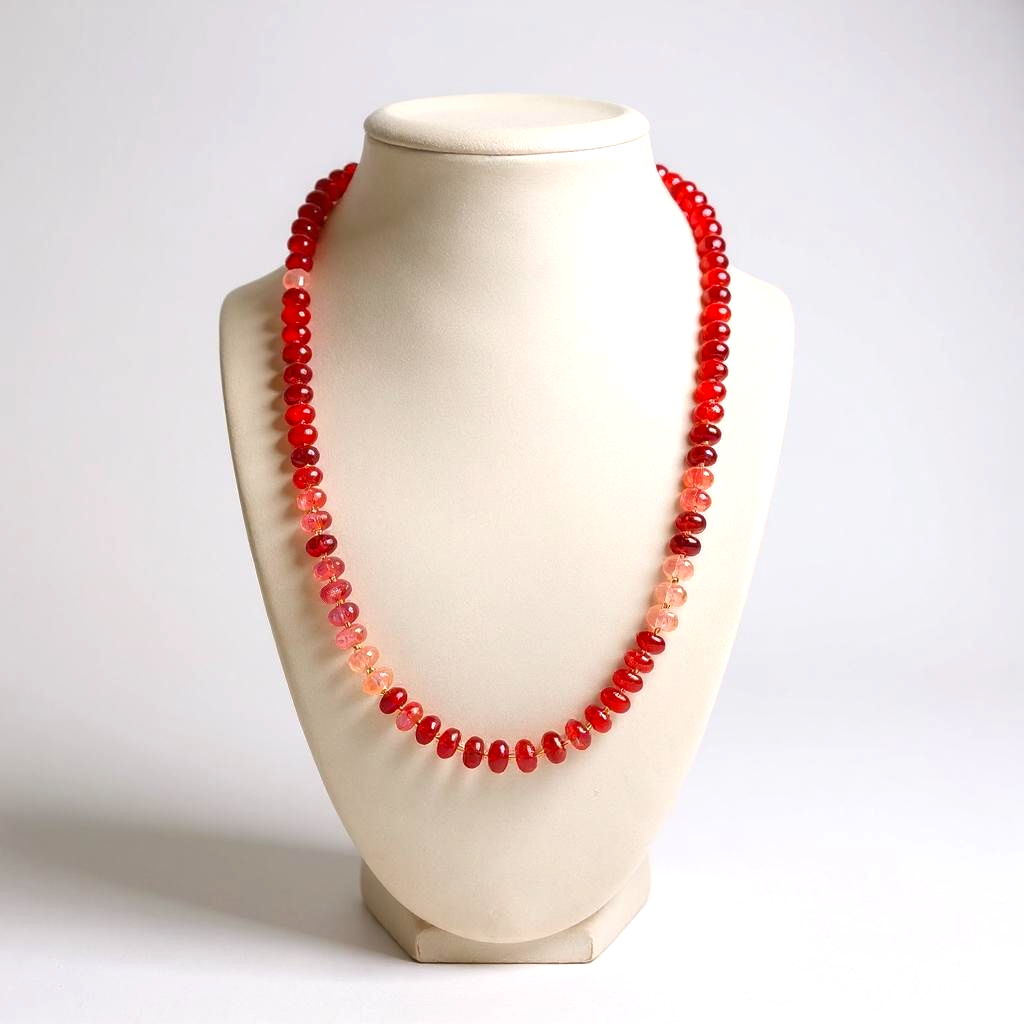 Gemstone Beaded Necklace in Red