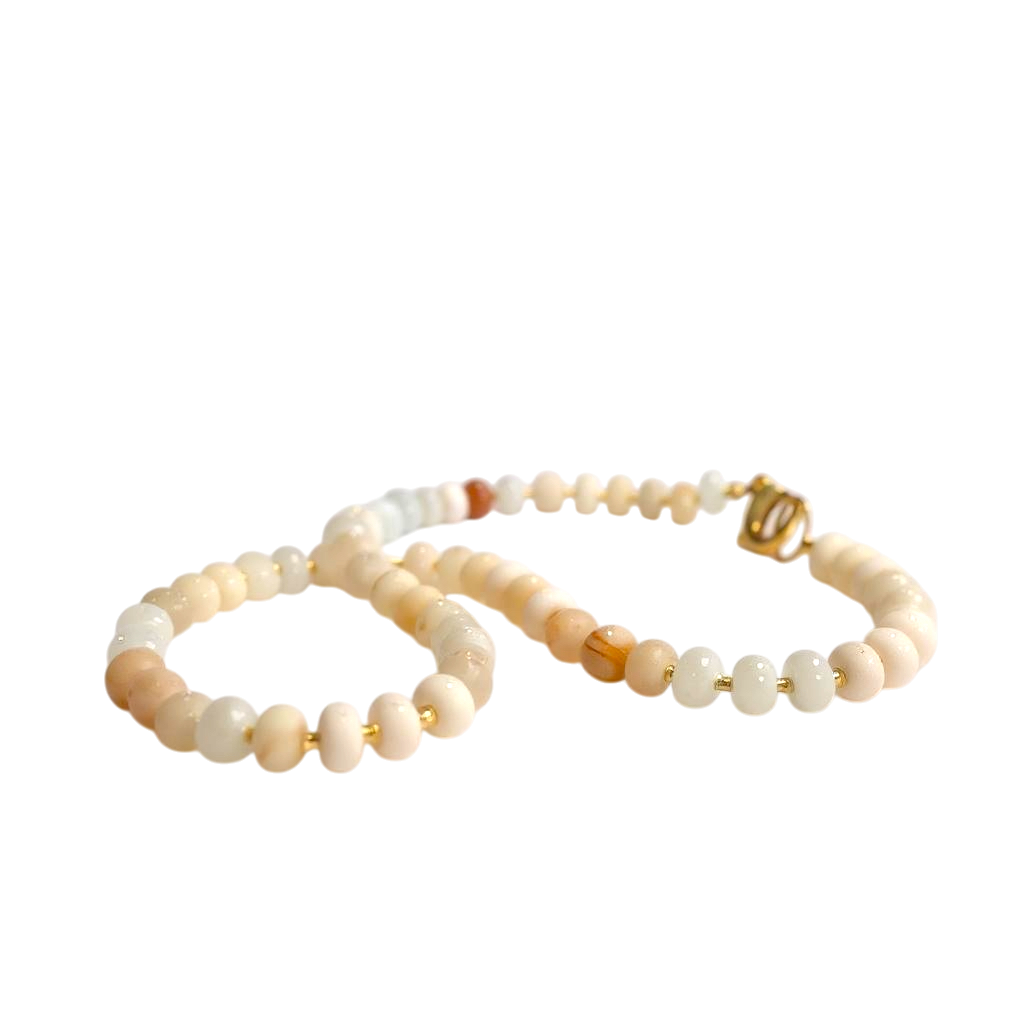 Gemstone Beaded Necklace in Champagne