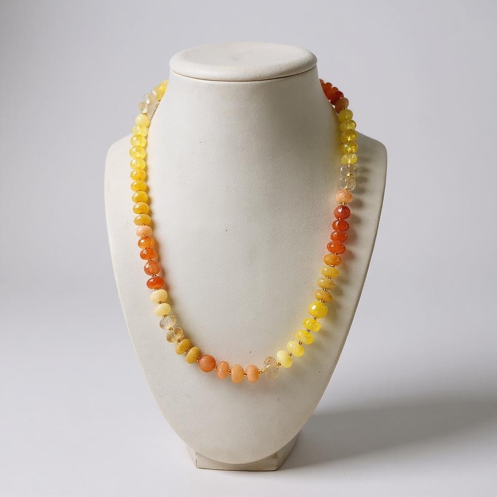 Gemstone Beaded Necklace in Marigold