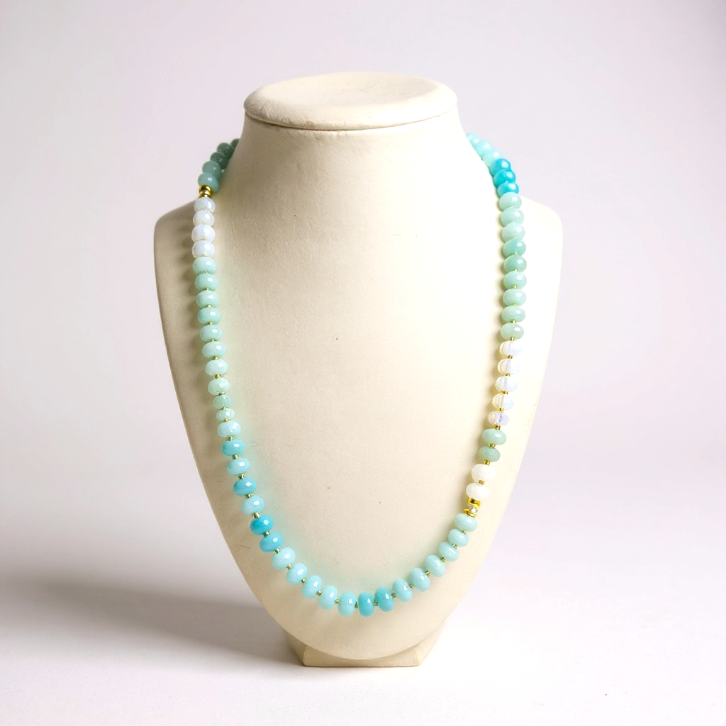 Gemstone Beaded Necklace in Light Aqua