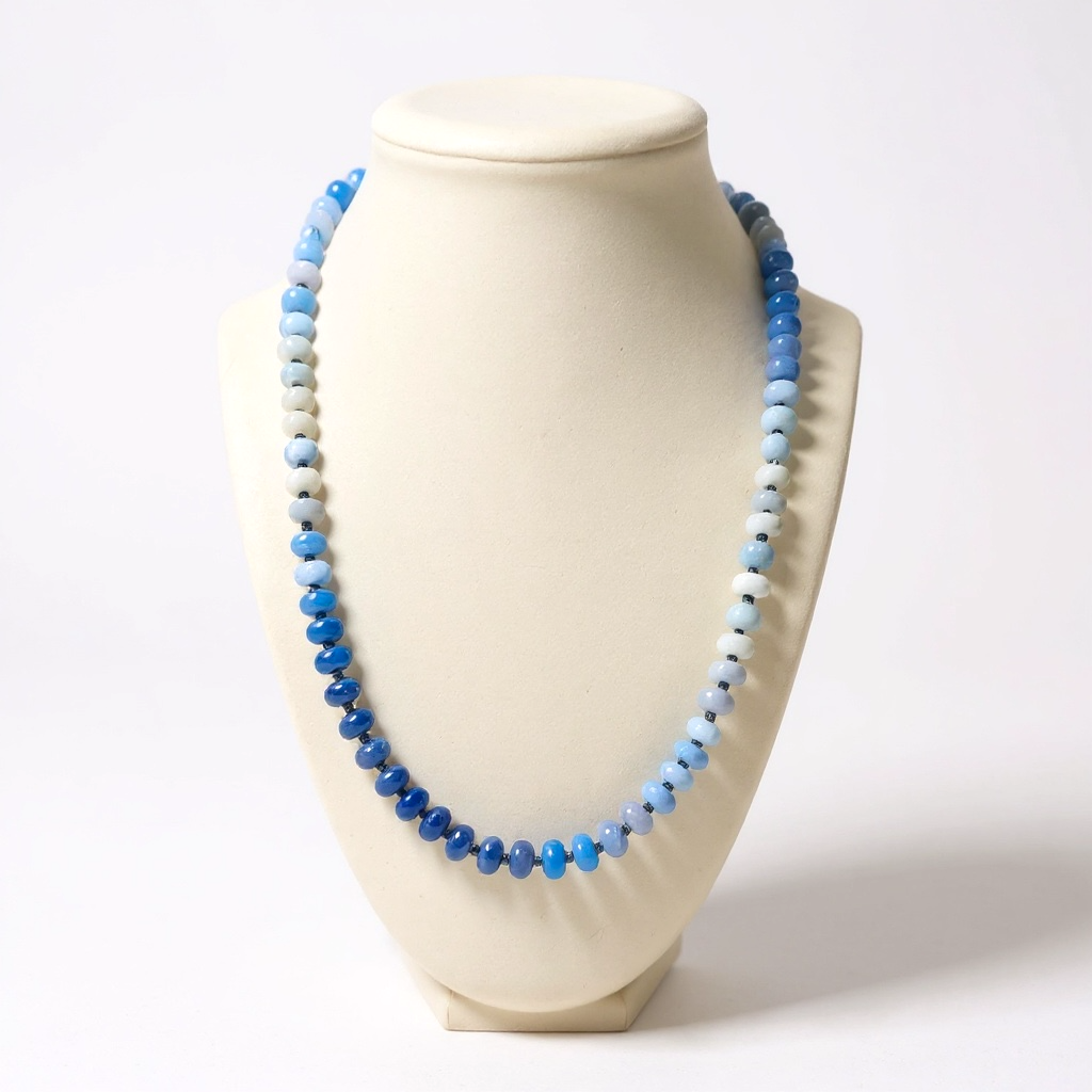Gemstone Beaded Necklace in Light Blue