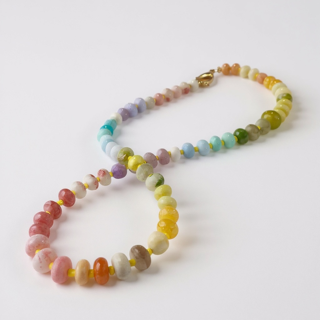 Gemstone Beaded Love Birds In Pastel Rainbow