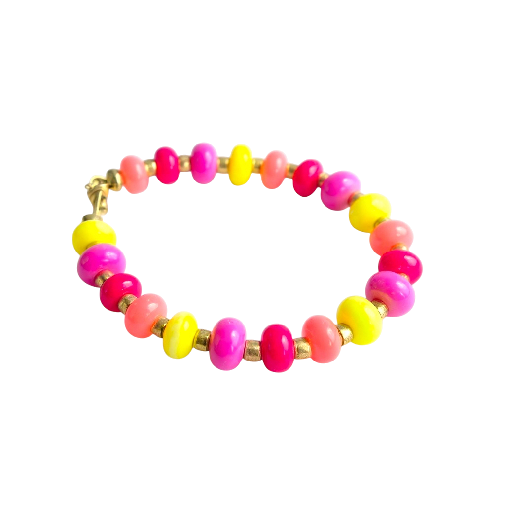 Gemstone Beaded Bracelet in 90's Pink