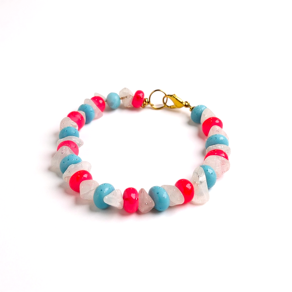 Gemstone Beaded Bracelet in Cotton Candy