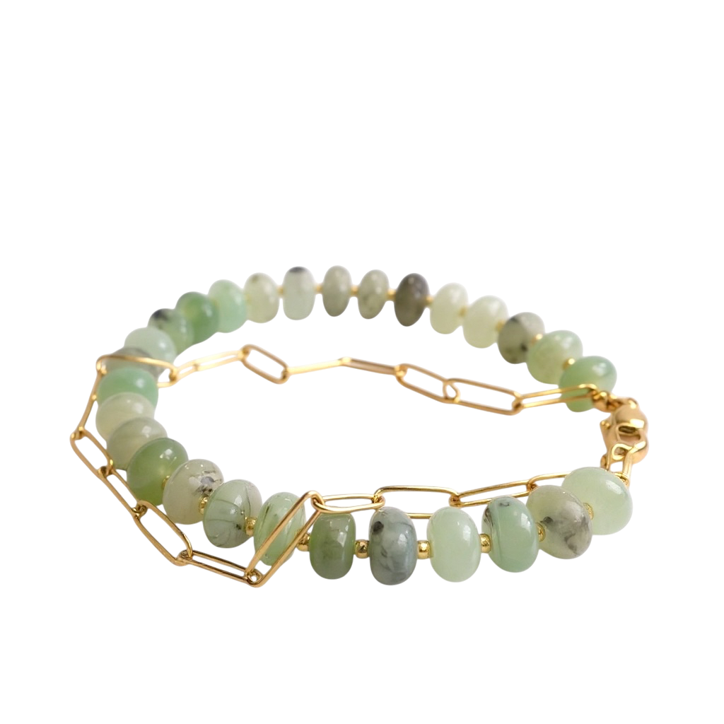 Gemstone Beaded Bracelet in Green Tea