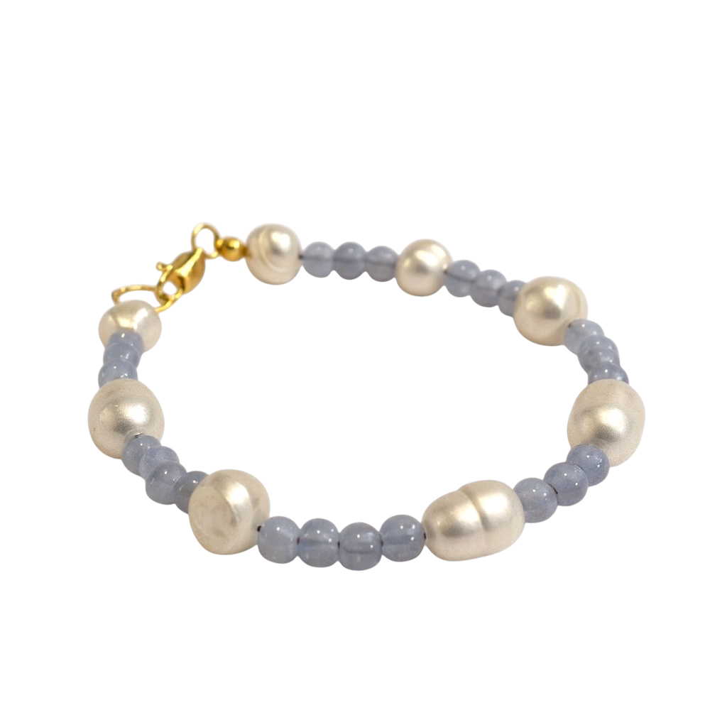 Fresh Water Pearl and Gemstone Bracelet in Dolphin