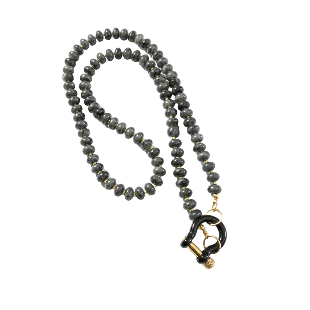 Gemstone Beaded Necklace in Fog