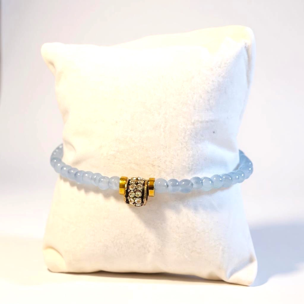 The Mini Periwinkle Gemstone Beaded Love Birds