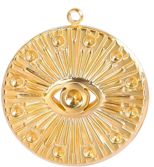 Golden Evil Eye Round Charm