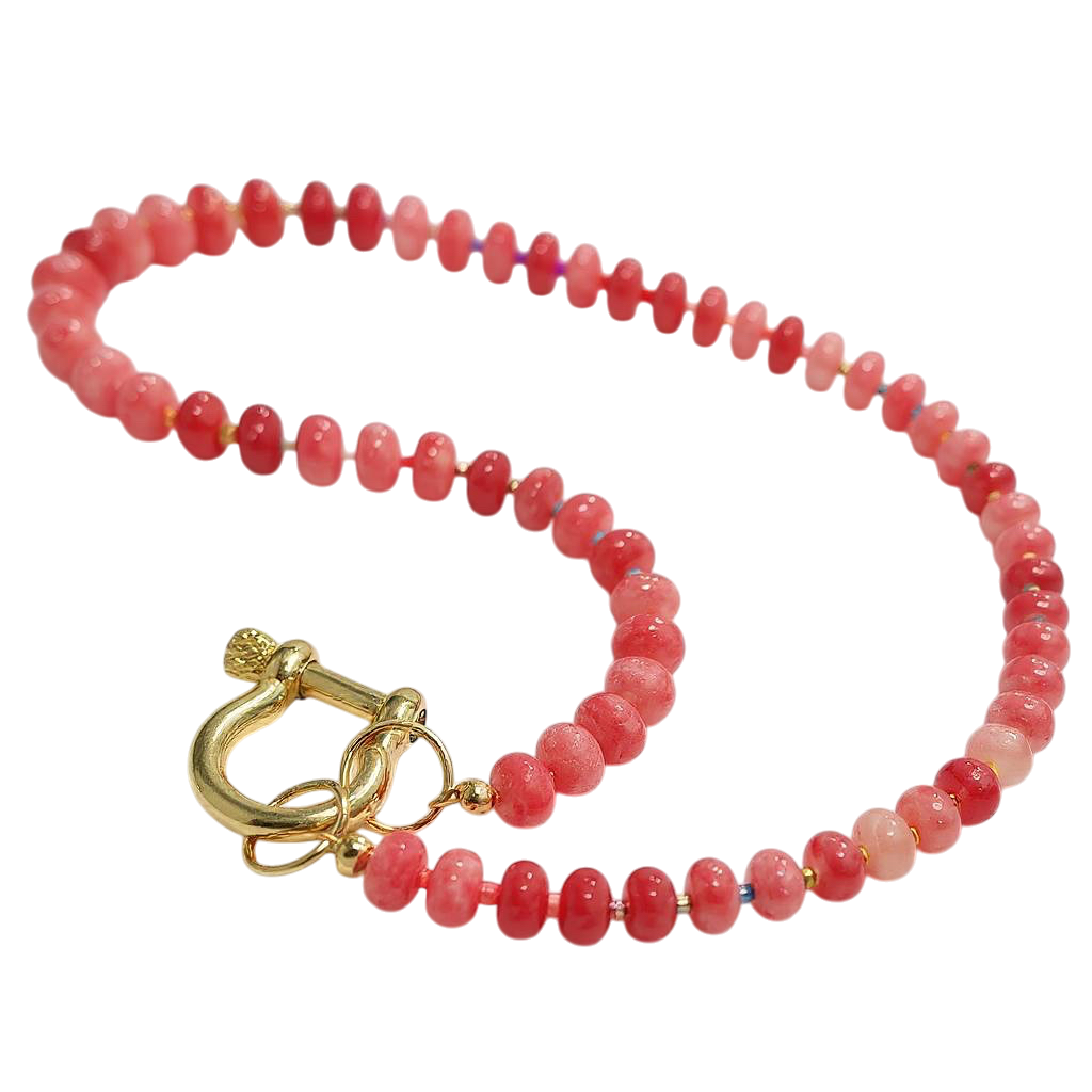 Gemstone Beaded Necklace in Cranberry