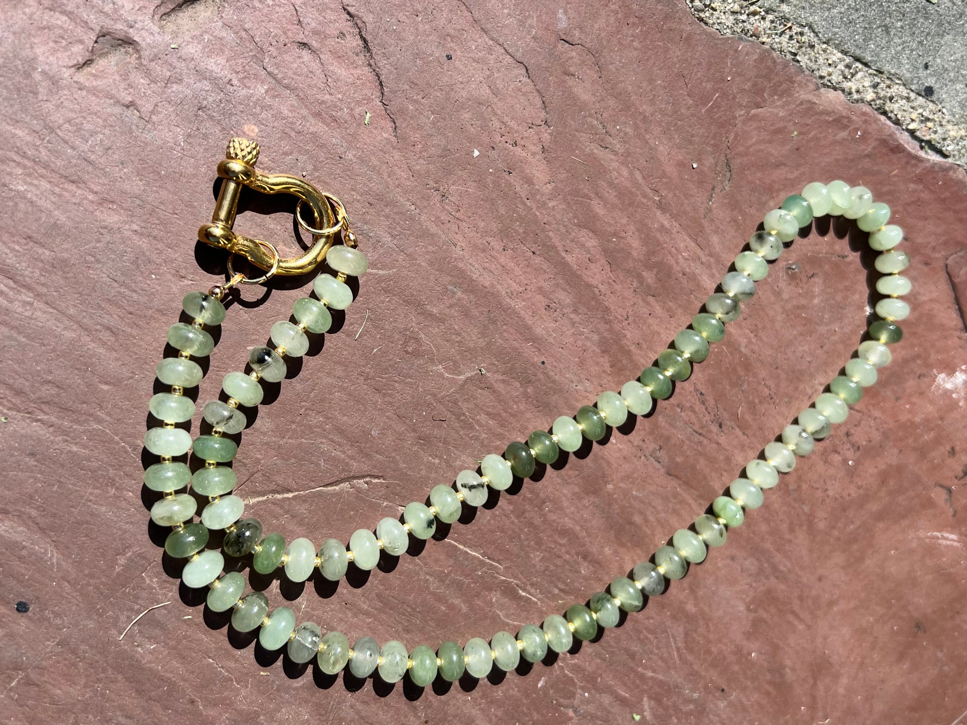 Gemstone Beaded Necklace in Sage