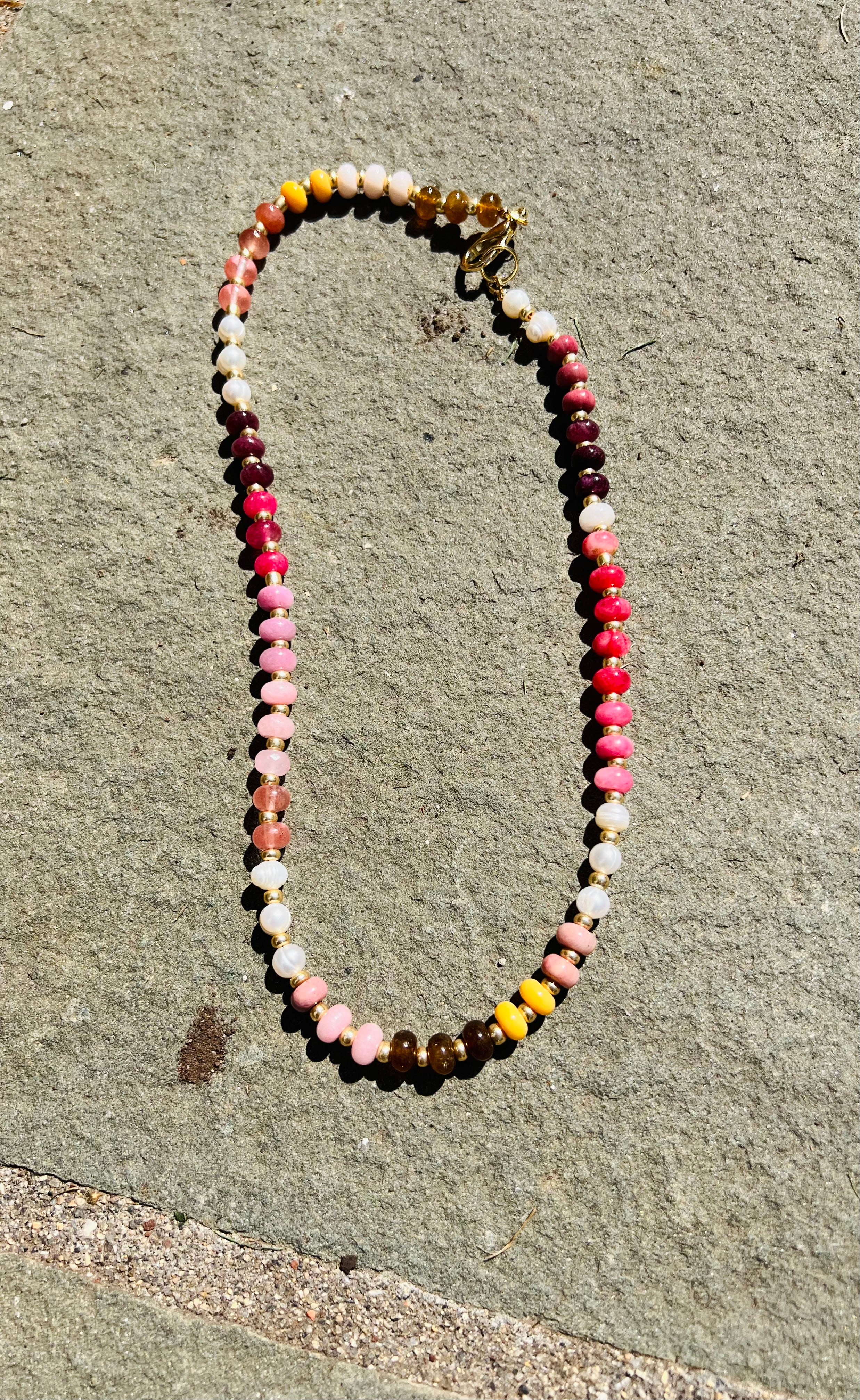 Gemstone Beaded Necklace in Honeycrisp