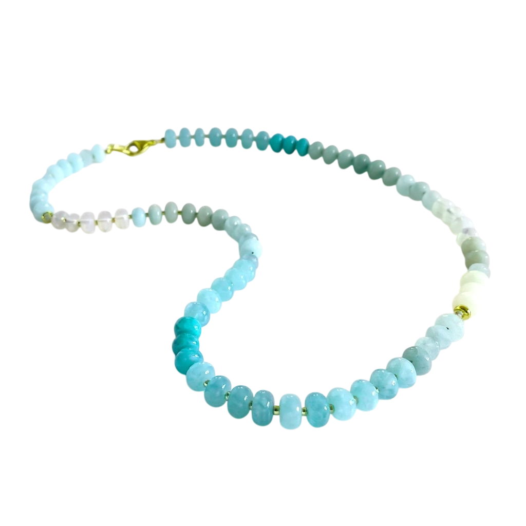 Gemstone Beaded Necklace in Light Aqua