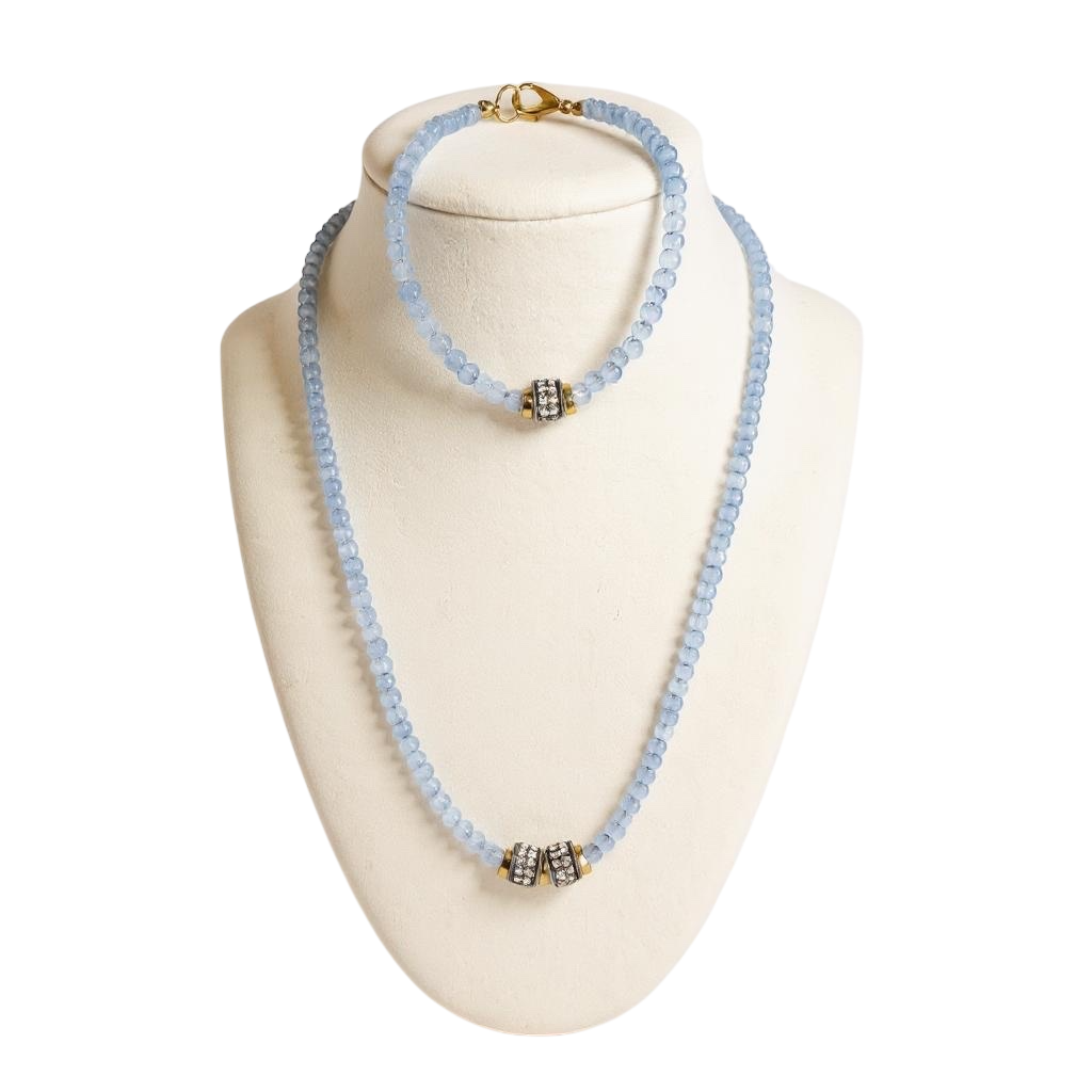 The Mini Periwinkle Gemstone Beaded Love Birds