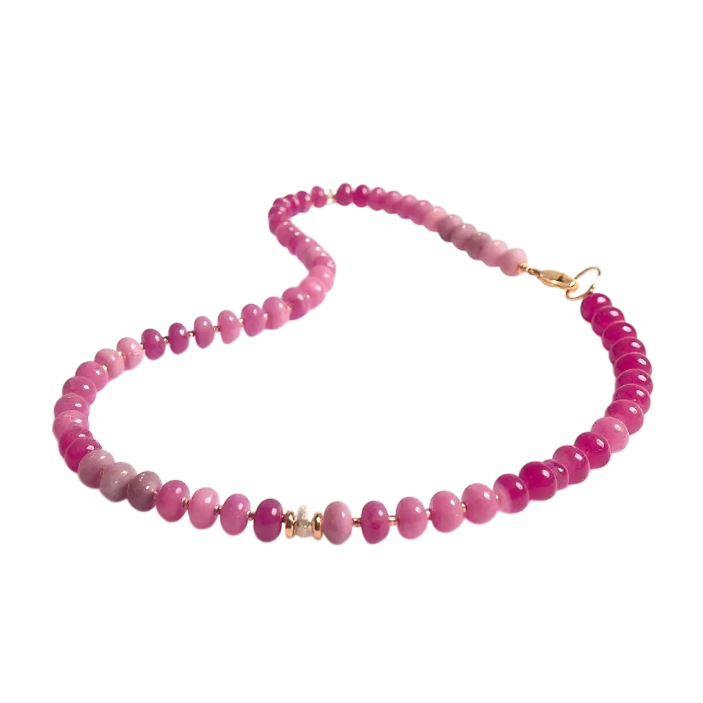 Gemstone Beaded Necklace in Berry Pink