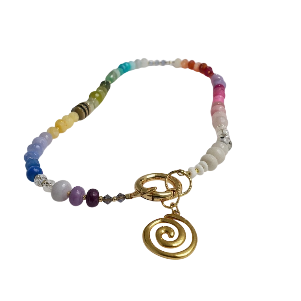 Gemstone Beaded Necklace in Light Rainbow