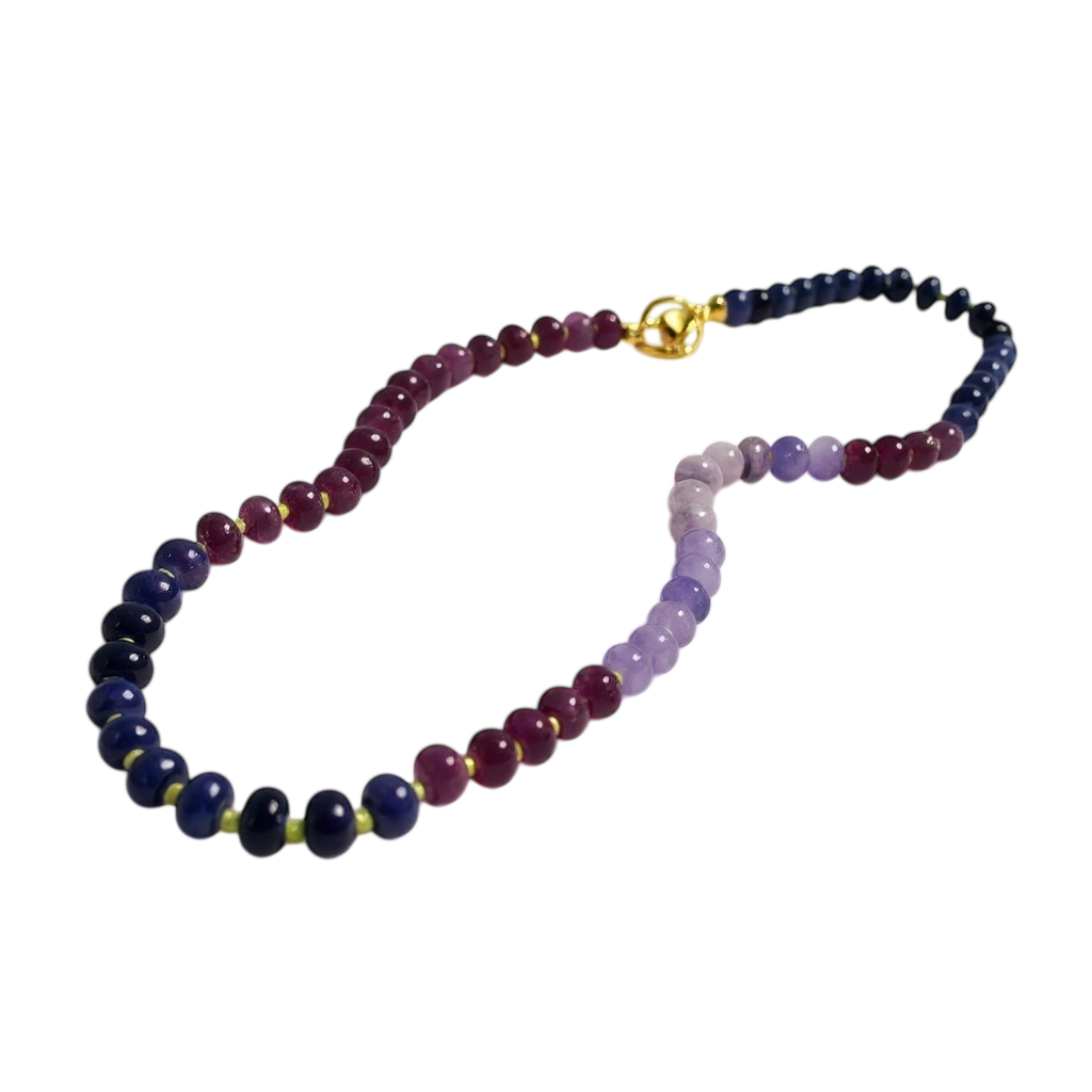 Gemstone Beaded Necklace in Eggplant