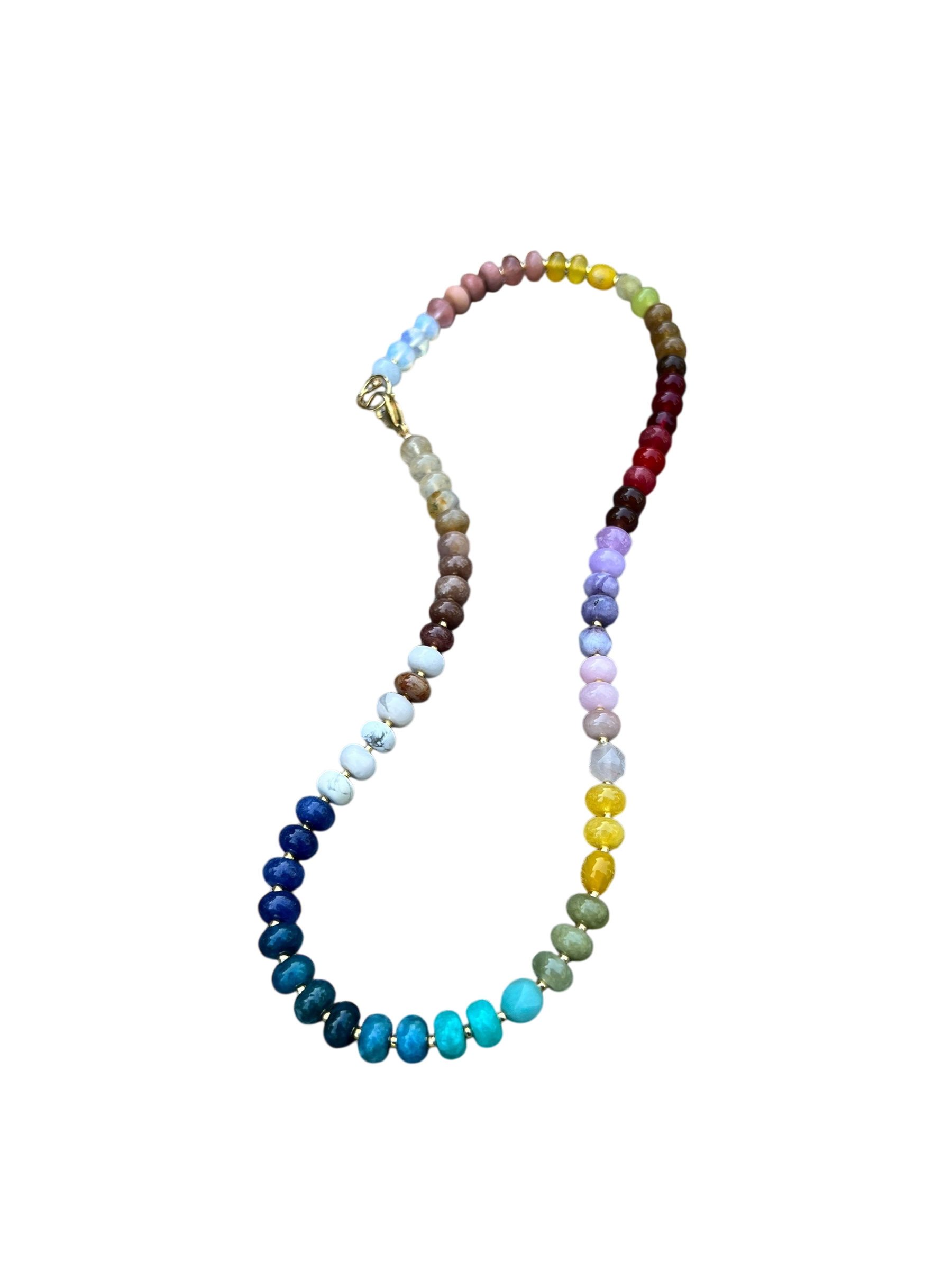 Gemstone Beaded Necklace in Leaves