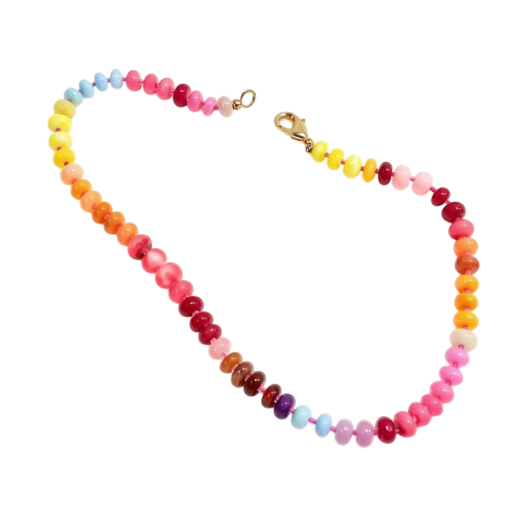 Gemstone Beaded Necklace in Sunset