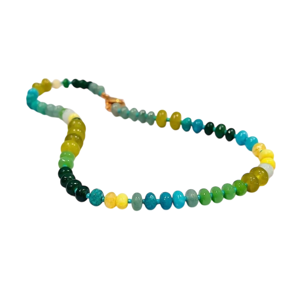 Gemstone Beaded Necklace in Ombre Green