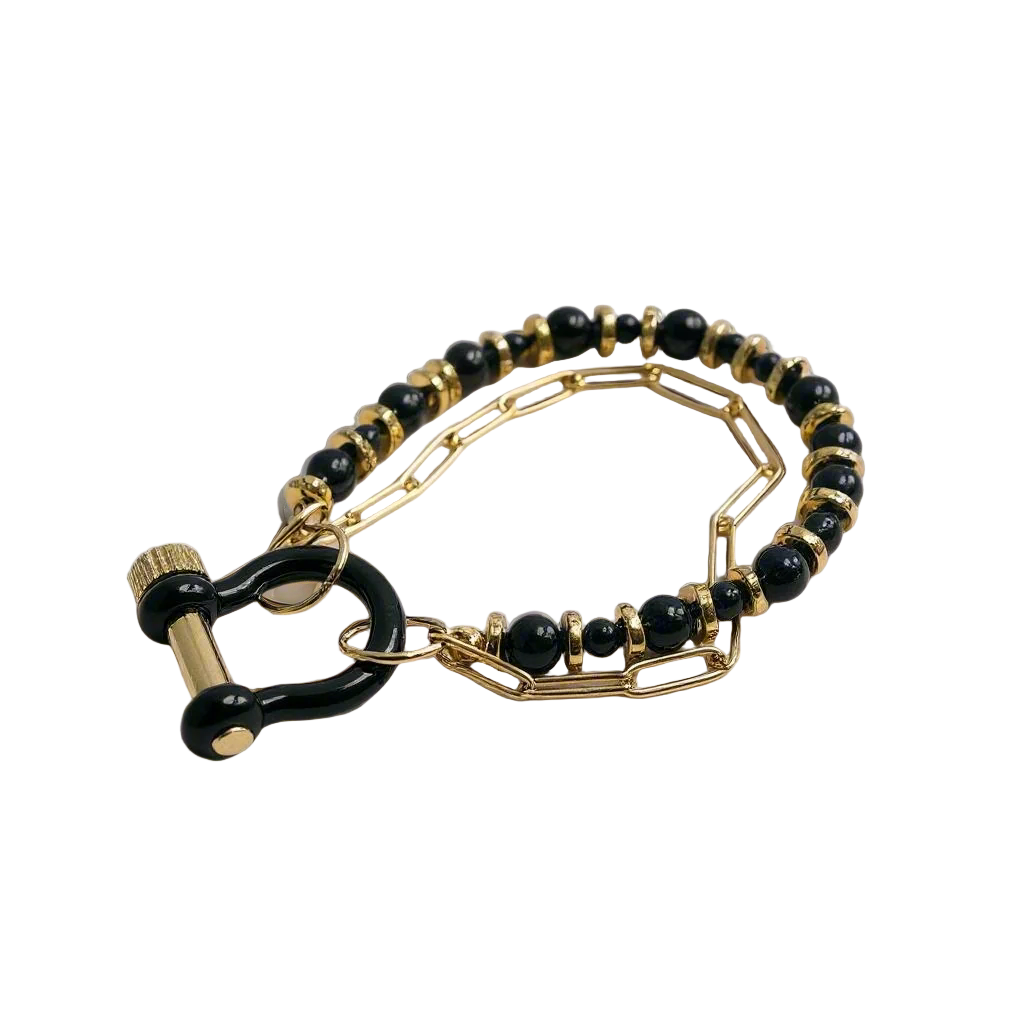 Gemstone Beaded Bracelet in Crow