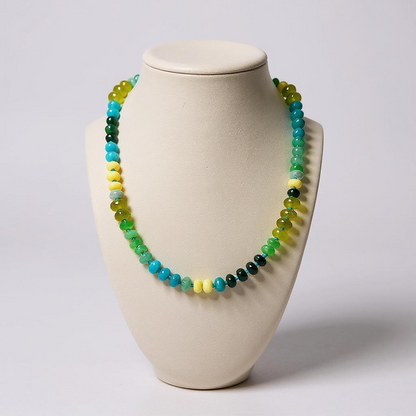 Gemstone Beaded Necklace in Ombre Green