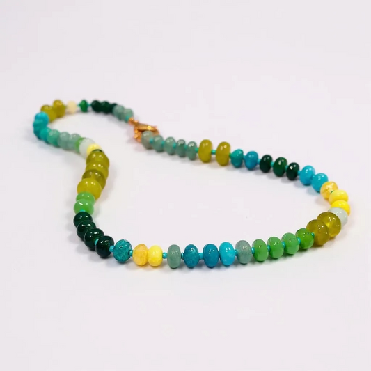Gemstone Beaded Necklace in Ombre Green
