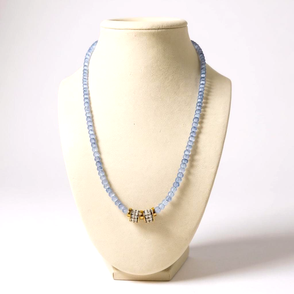 The Mini Periwinkle Gemstone Beaded Love Birds