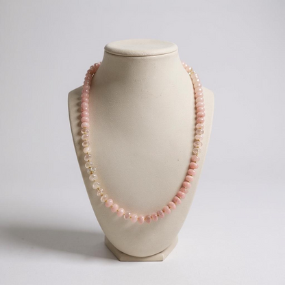 Gemstone Beaded Necklace in Crystal Pink