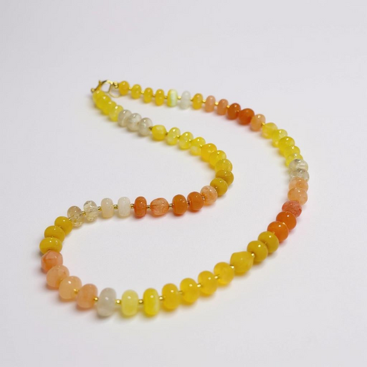 Gemstone Beaded Necklace in Marigold