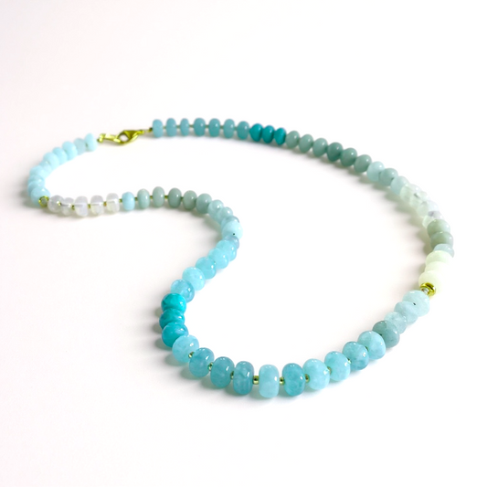 Gemstone Beaded Necklace in Light Aqua