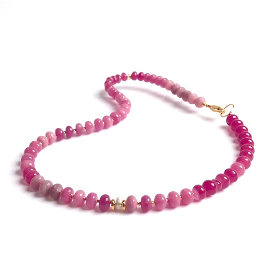 Gemstone Beaded Necklace in Berry Pink