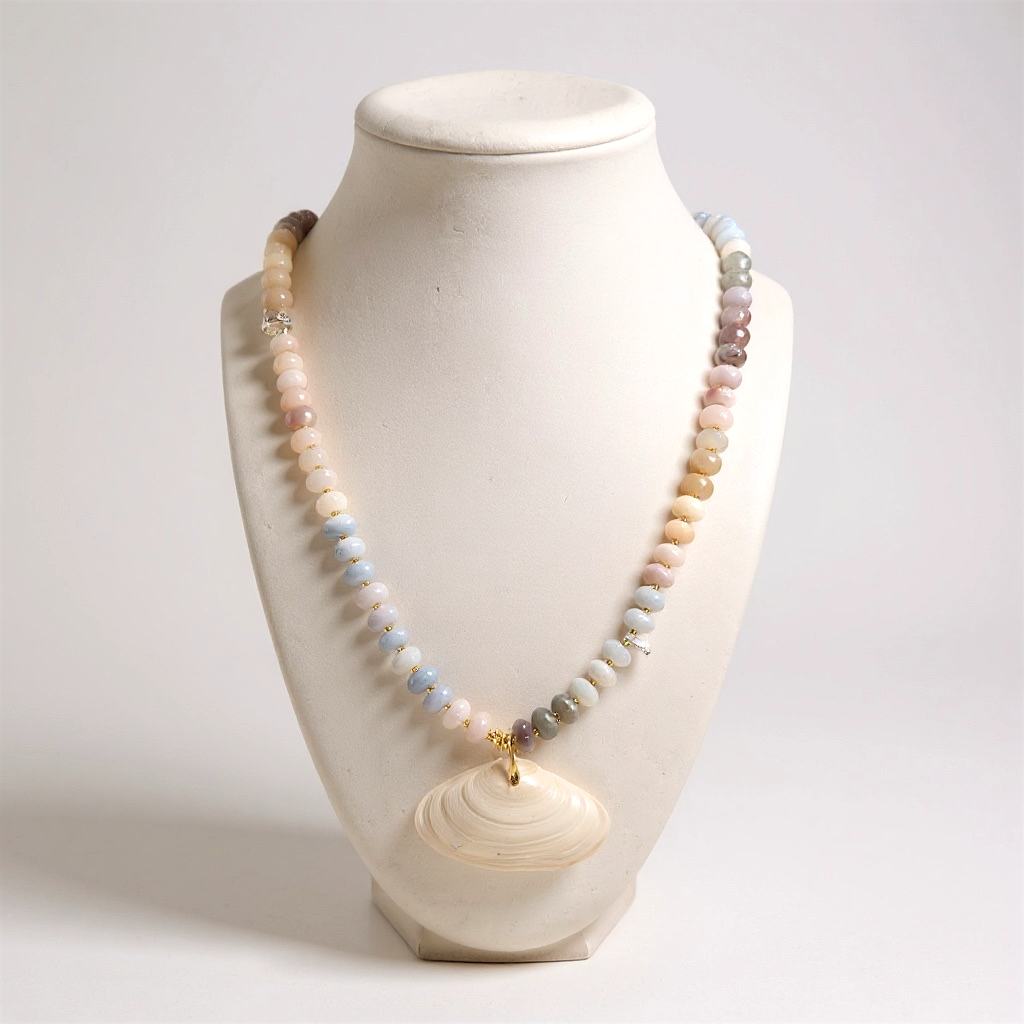 Gemstone Necklace w/ M.I Shell in Sand & Sea