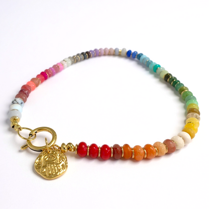 Gemstone Beaded Love Birds in Rainbow