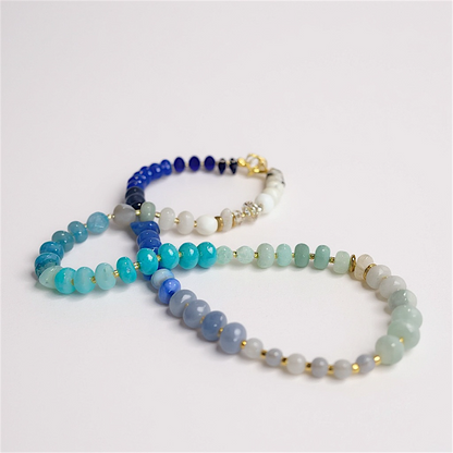Gemstone Beaded Love Birds in Ocean Eyes