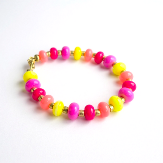 Gemstone Beaded Bracelet in 90's Pink