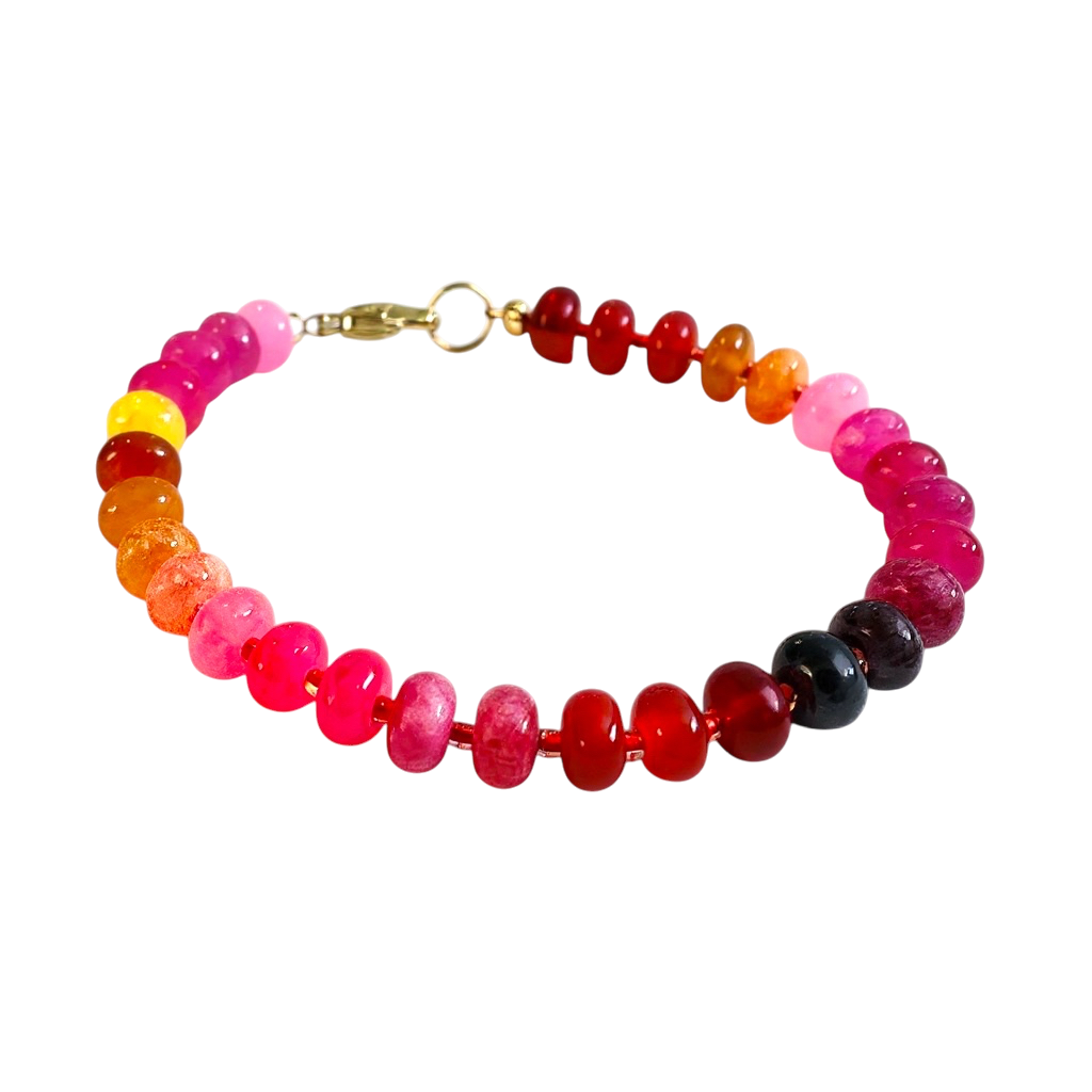 Gemstone Beaded Bracelet in Spicy