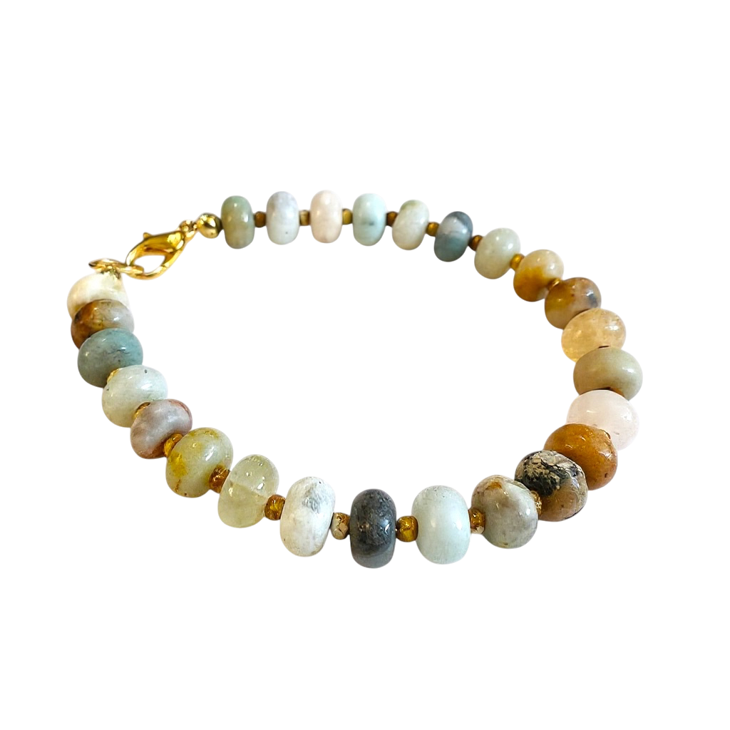 Gemstone Beaded Bracelet in Flax