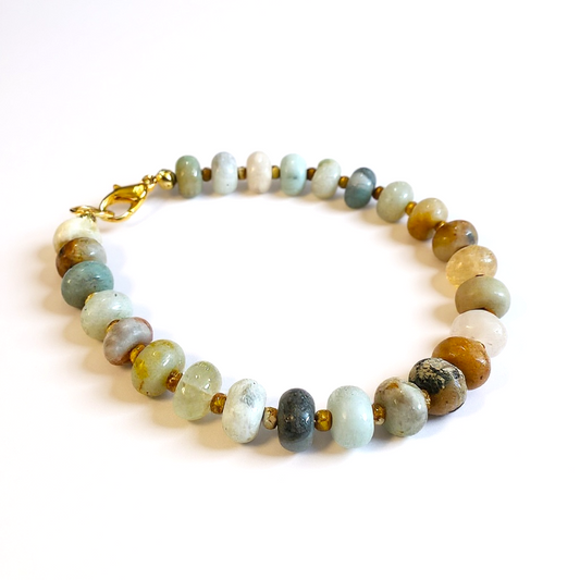 Gemstone Beaded Bracelet in Flax