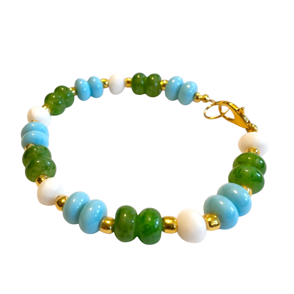 Gemstone Beaded Bracelet in Lagoon