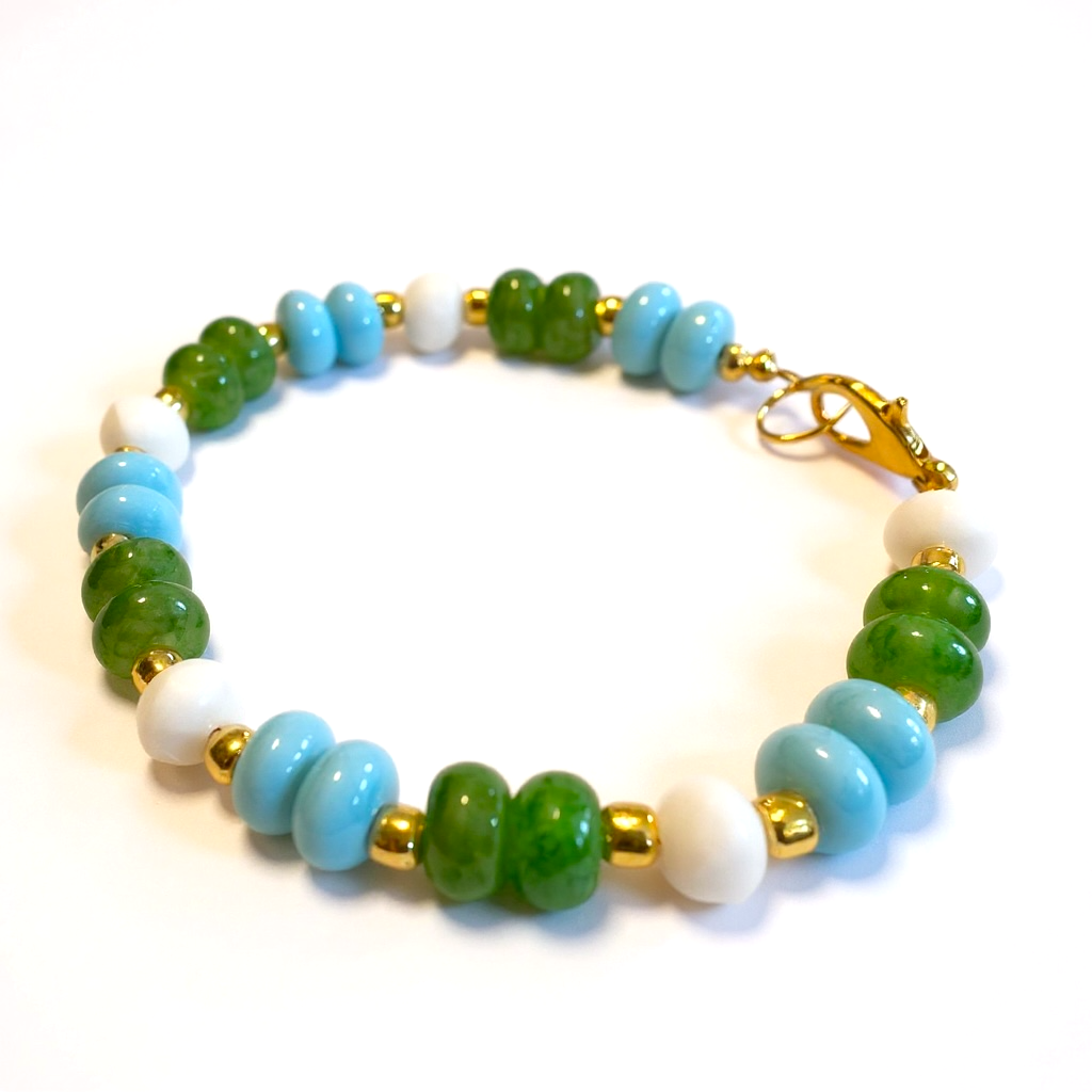 Gemstone Beaded Bracelet in Lagoon