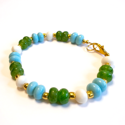 Gemstone Beaded Bracelet in Lagoon