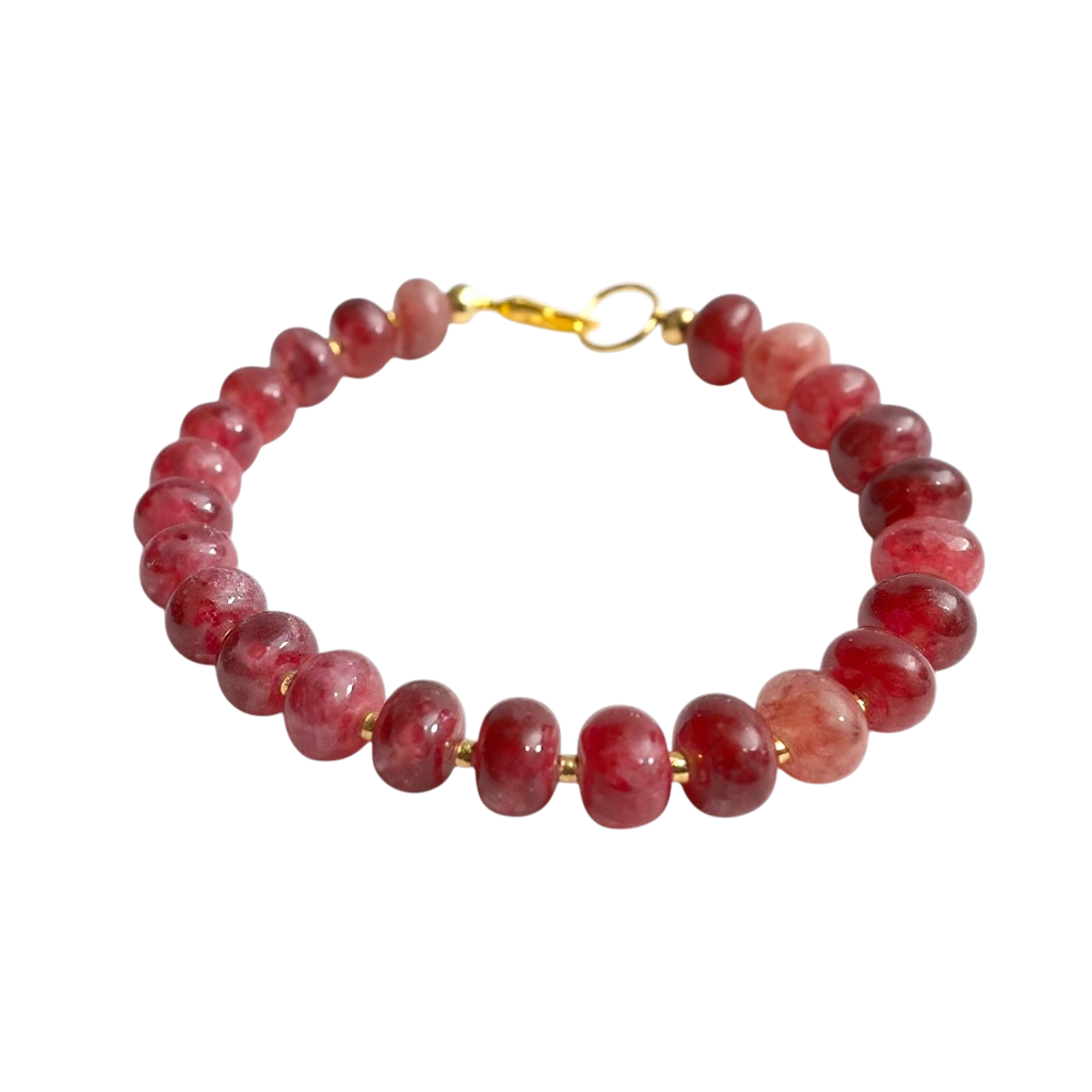 Gemstone Beaded Bracelet in Cranberry