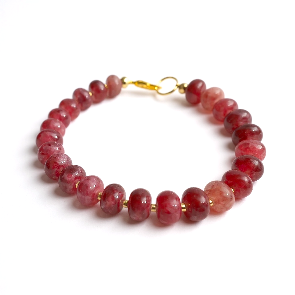 Gemstone Beaded Bracelet in Cranberry