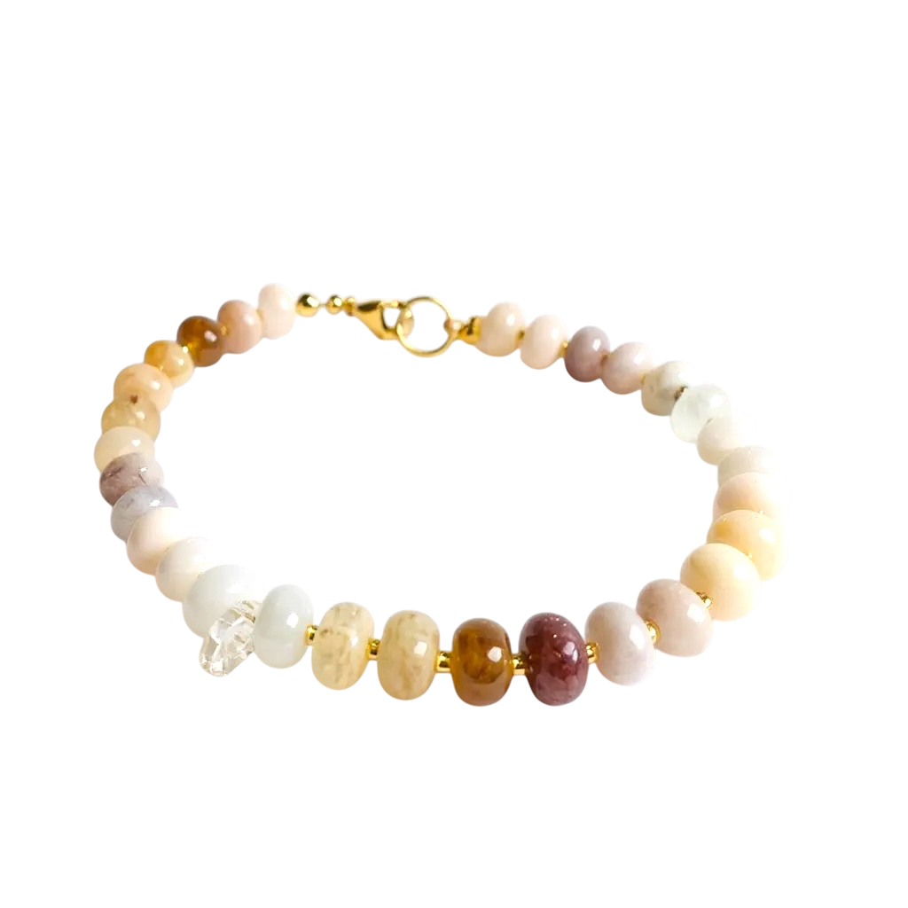 Gemstone Beaded Bracelet in Nude