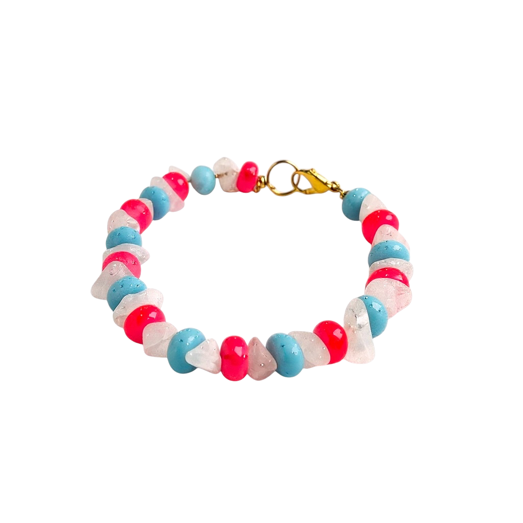 Gemstone Beaded Bracelet in Cotton Candy