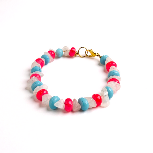 Gemstone Beaded Bracelet in Cotton Candy